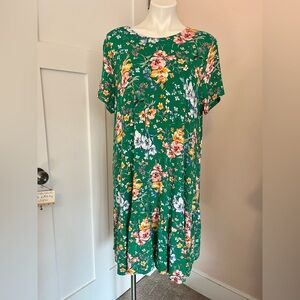Loft Floral Green Dress